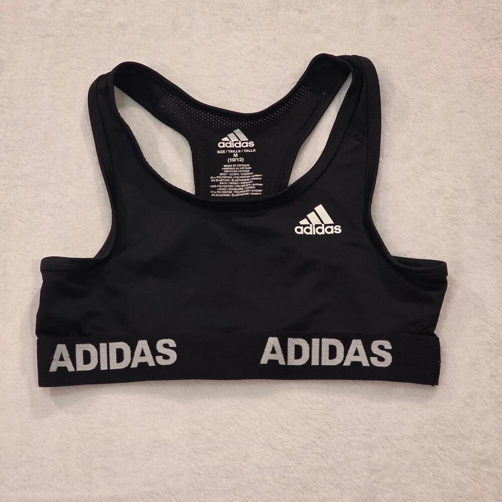 Adidas Girls Black Sports Bra – Size Medium (10/12)